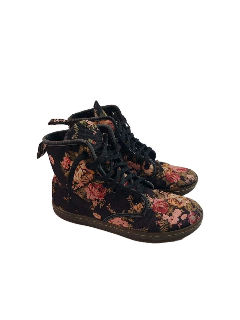 Dr. Martens Floral High-Top Lace-Up Women's Sneakers - Black/Pink